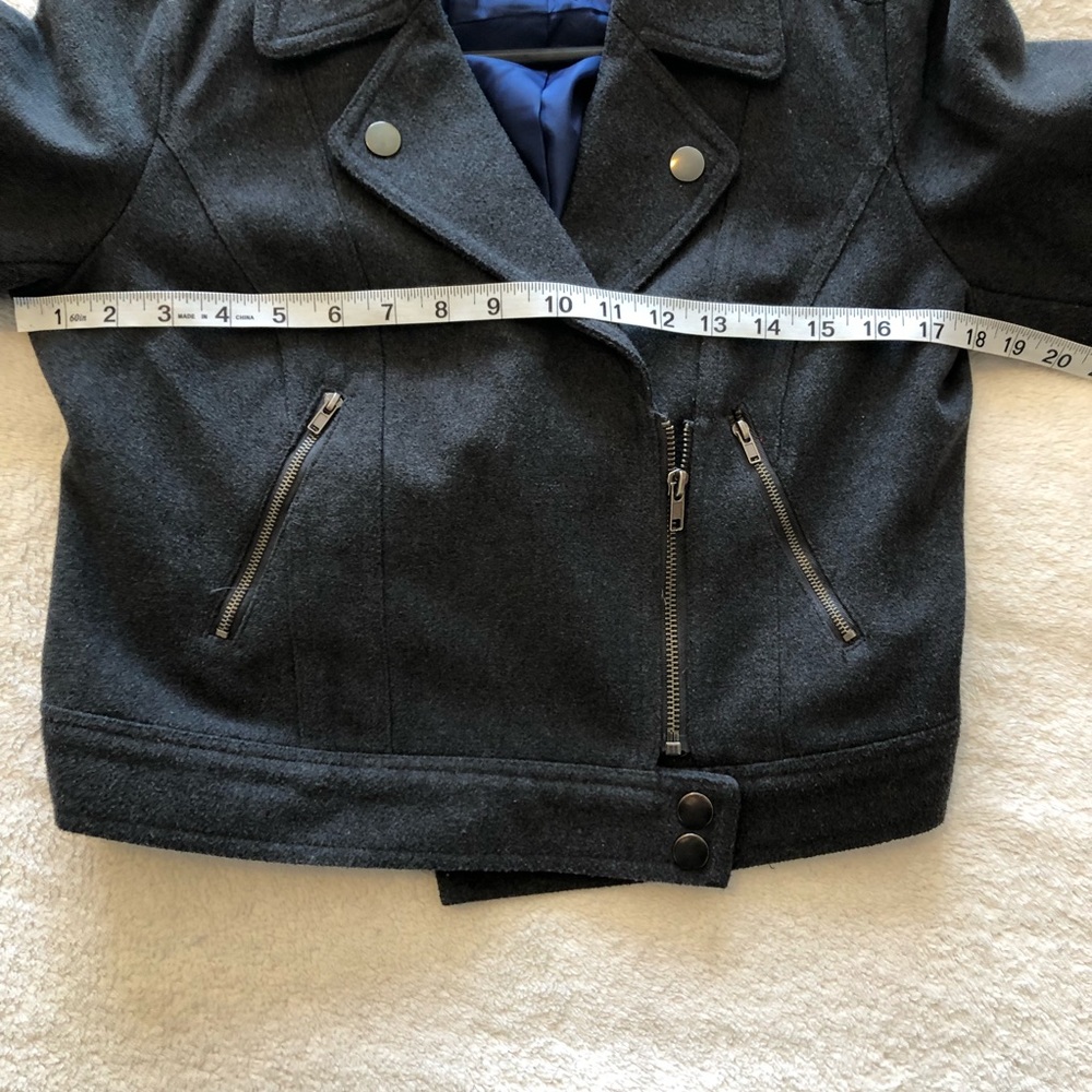Wool blend Moto-style Cropped asymmetric zip Jacket - Picture 4 of 9